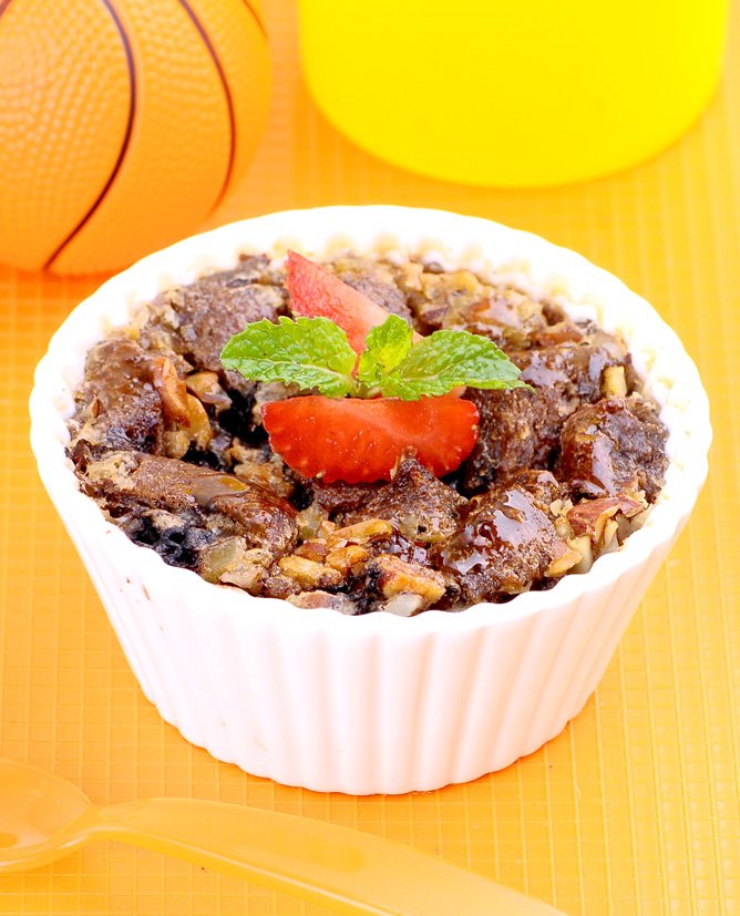 Almond Chocolate Bake Pudding Recipe For Kids Snack